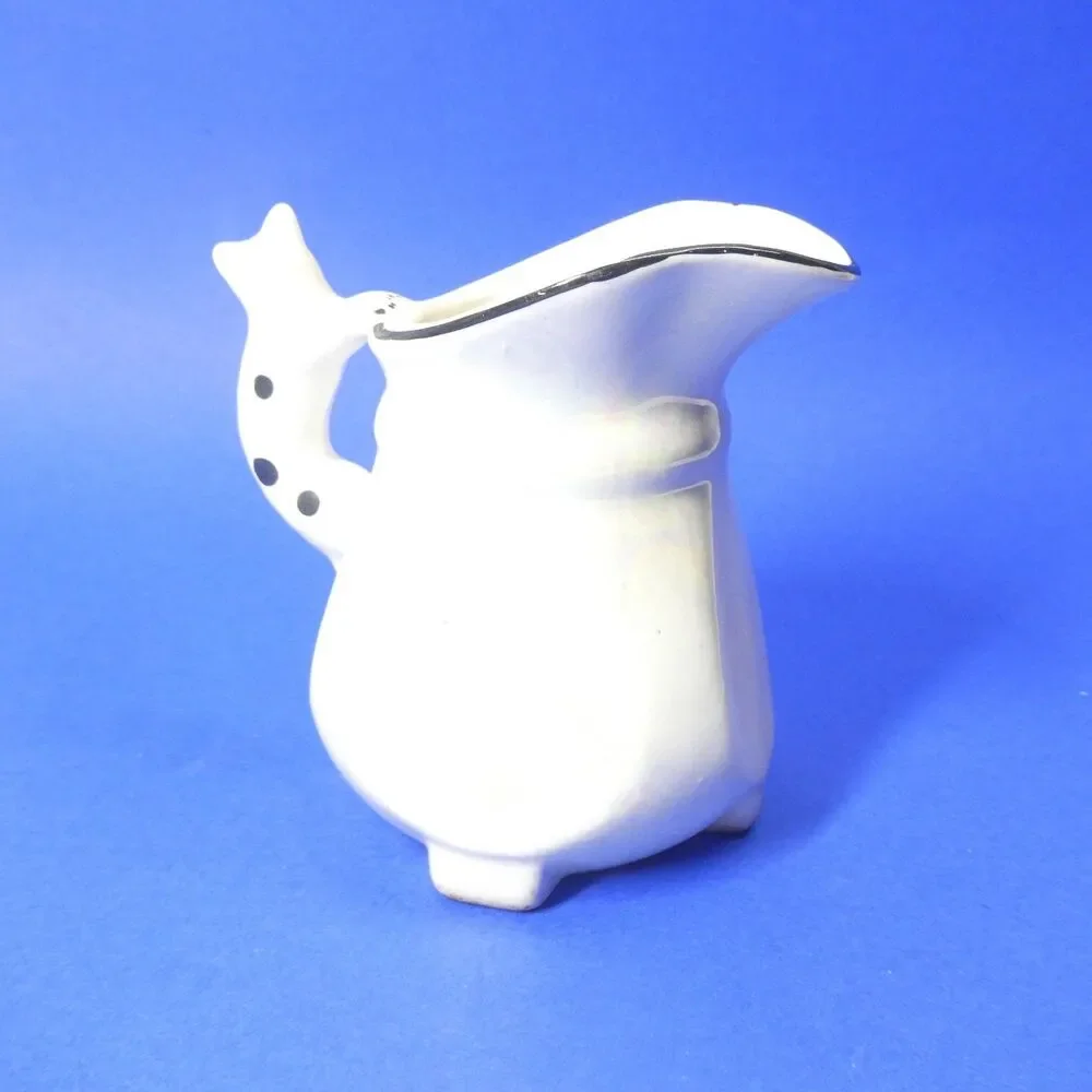 Cat Handle Creamer Vintage Cream Pitcher Porcelain Czechoslovakia